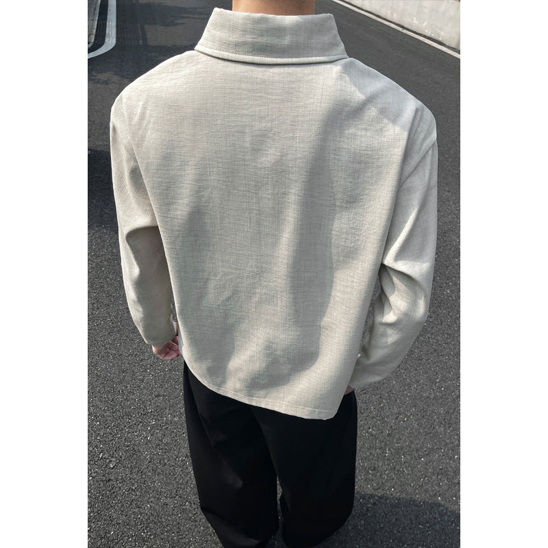 Herren Lässiger Polo-Pullover mit Stehkragen Drune