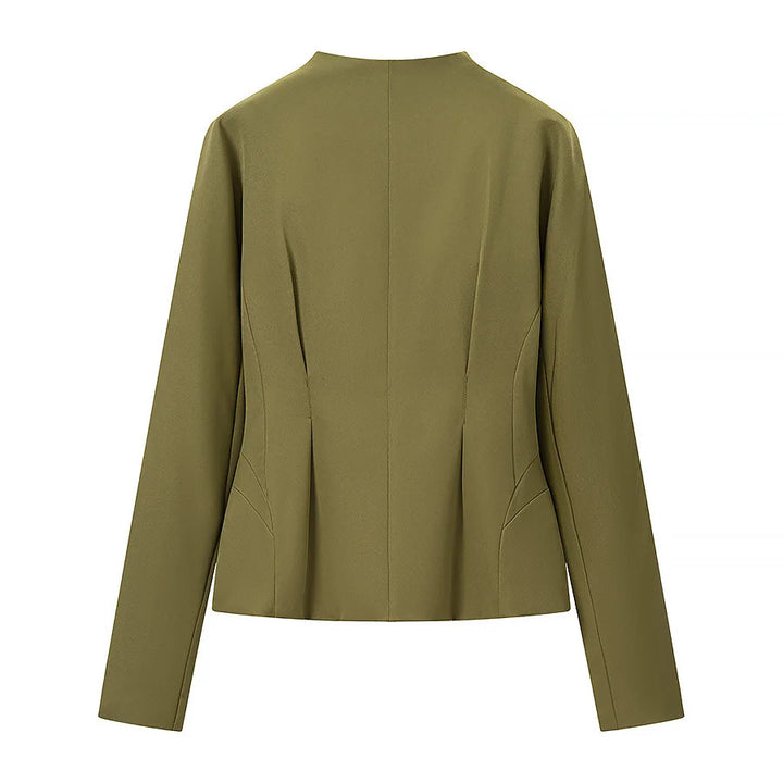 Damen nan taillierter Kurzblazer mit Stehkragen, Cut-Out-Front und verdeckten Ziernähten Drune