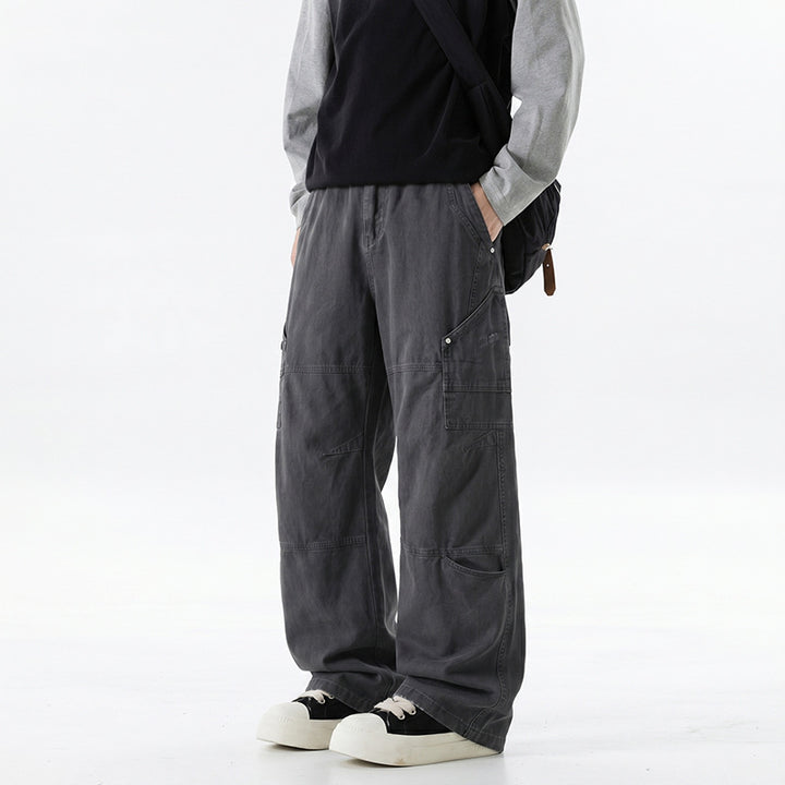 Damen Weite Utility-Cargo-Hose mit elastischem Bund, Multifunktionstaschen und Workwear-Details Drune