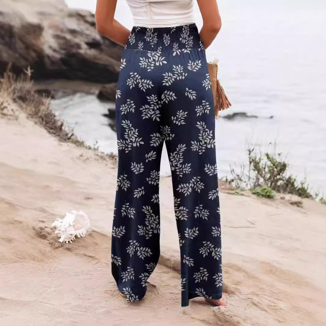 Damen Palazzo-Hose mit elastischem Bund und floralem Muster Drune