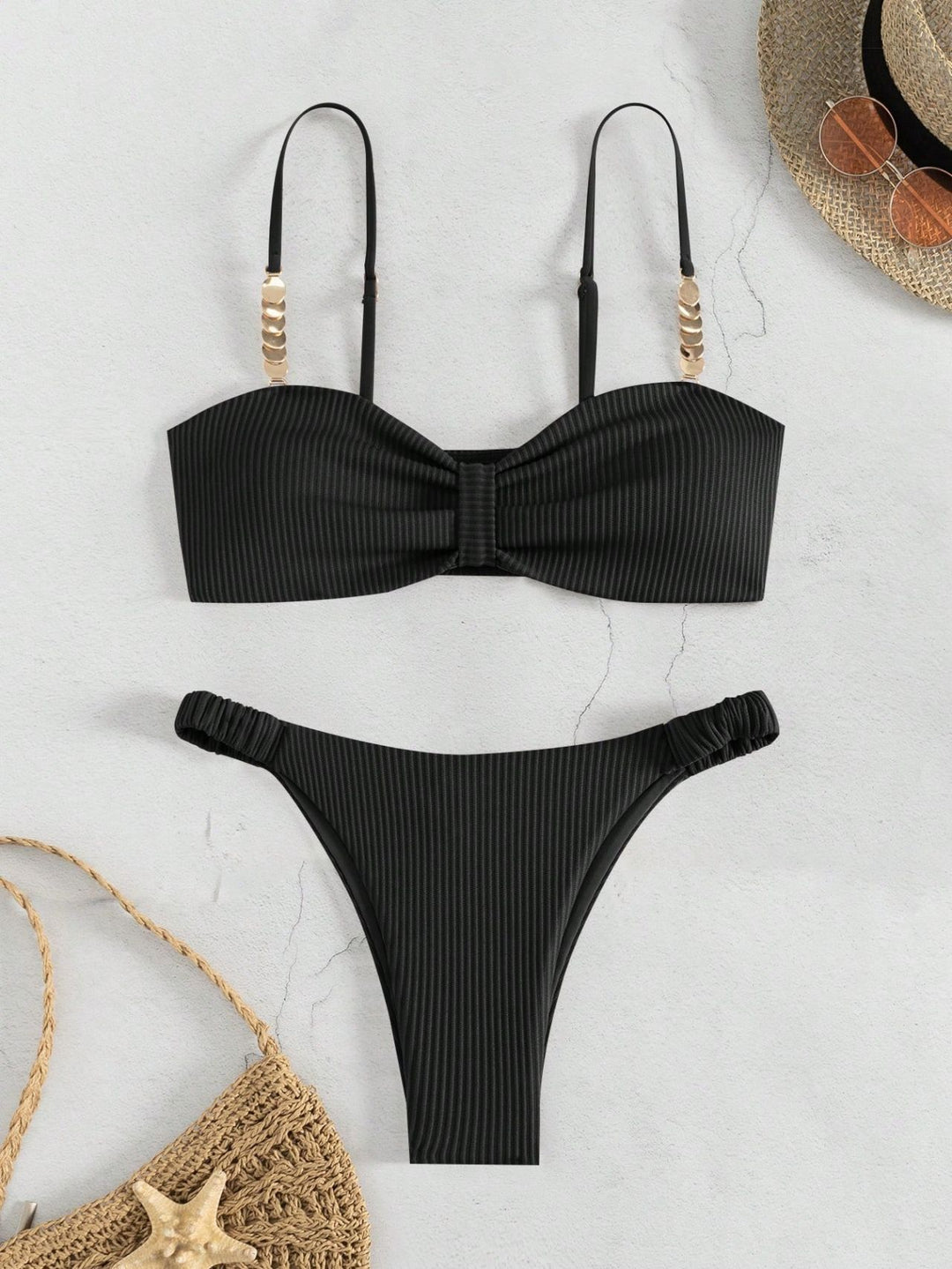 Damen Bustier-Bikini mit elegantem Schleifen-Design und modischen Akzenten Drune
