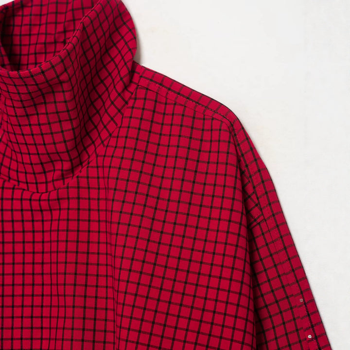 Damen Karierte Cropped-Boxy-Übergangsjacke mit hohem Stehkragen und Reißverschluss Drune