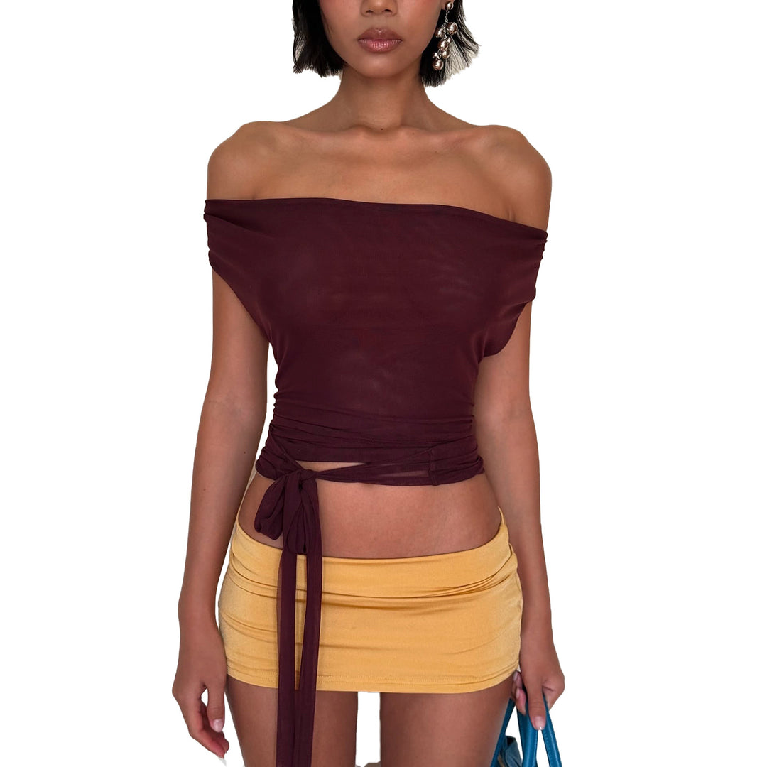 Damen figurbetontes Halter-Top mit tiefem V-Ausschnitt und elastischem Saum Drune