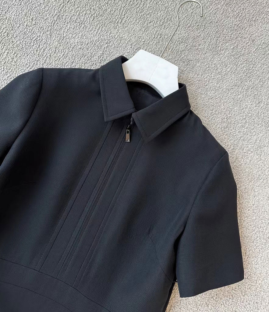 Damen Kurzärmeliges Hemdkleid mit verdecktem Zwei-Wege-Reißverschluss und taillierter Schnittführung Drune