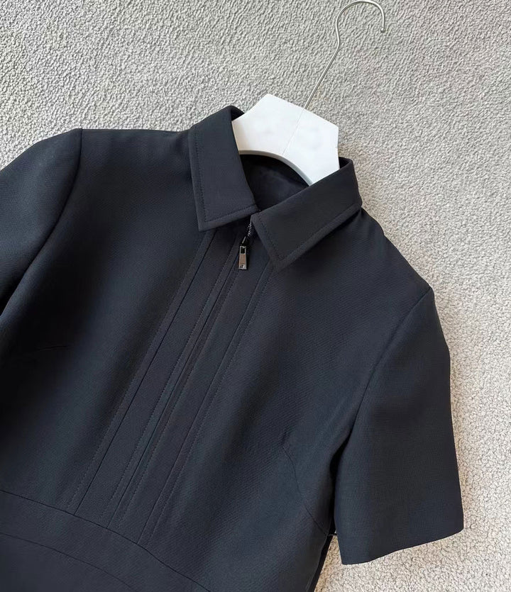 Damen Kurzärmeliges Hemdkleid mit verdecktem Zwei-Wege-Reißverschluss und taillierter Schnittführung Drune