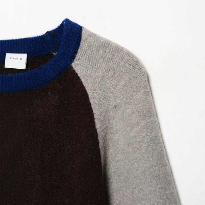 Damen Farbblock-Rundhals-Pullover mit Raglanärmeln Drune
