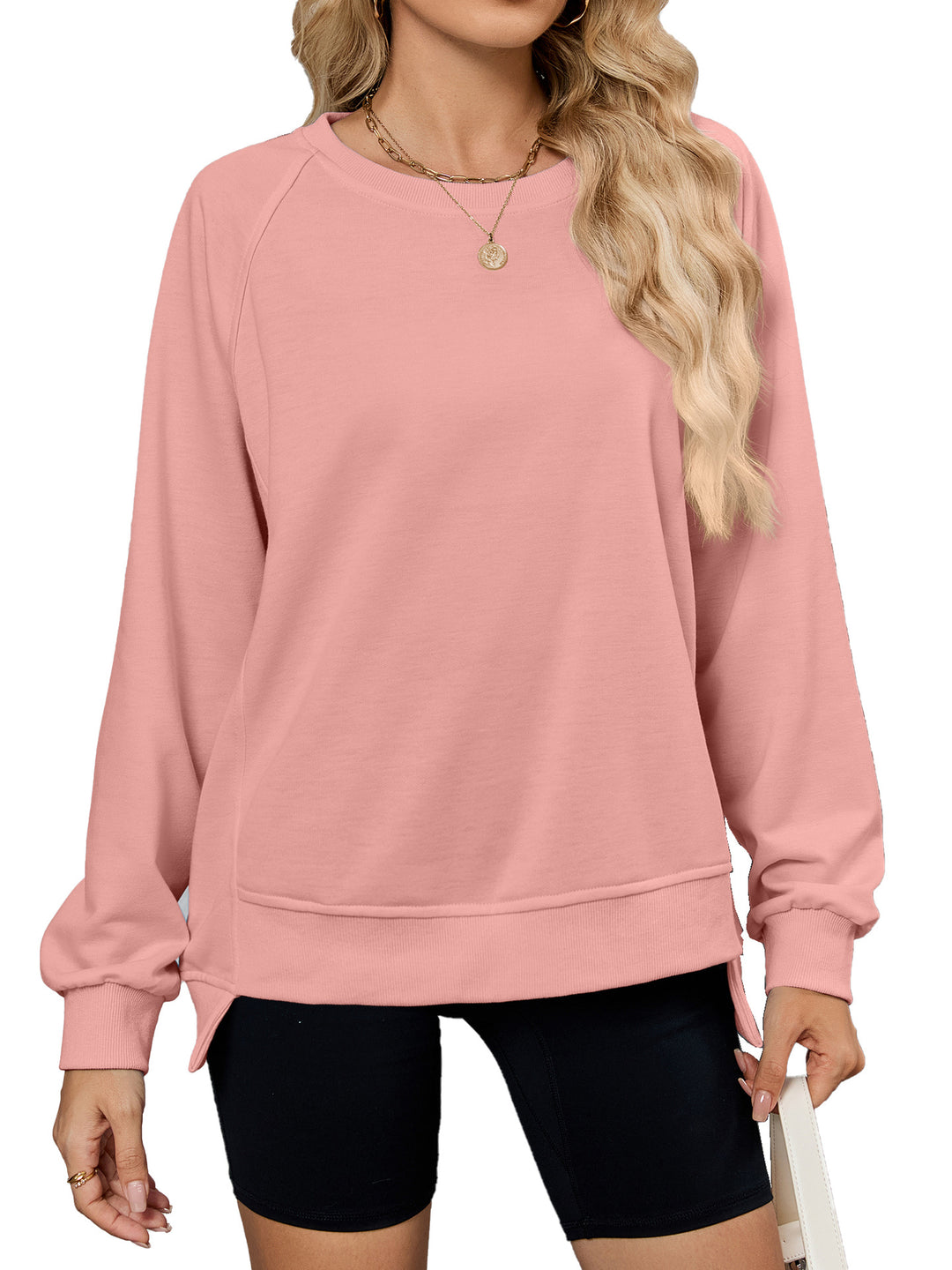 Damen lässiges Sweatshirt mit seitlichen Schlitzen und lässiger Passform Drune