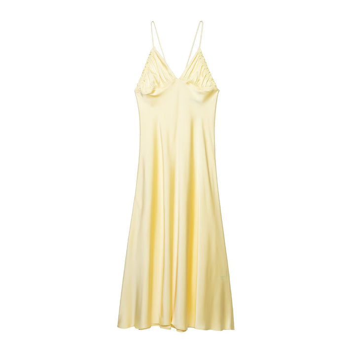 Damen Slipdress mit verführerischem V-Ausschnitt und feinen Rüschendetails Drune
