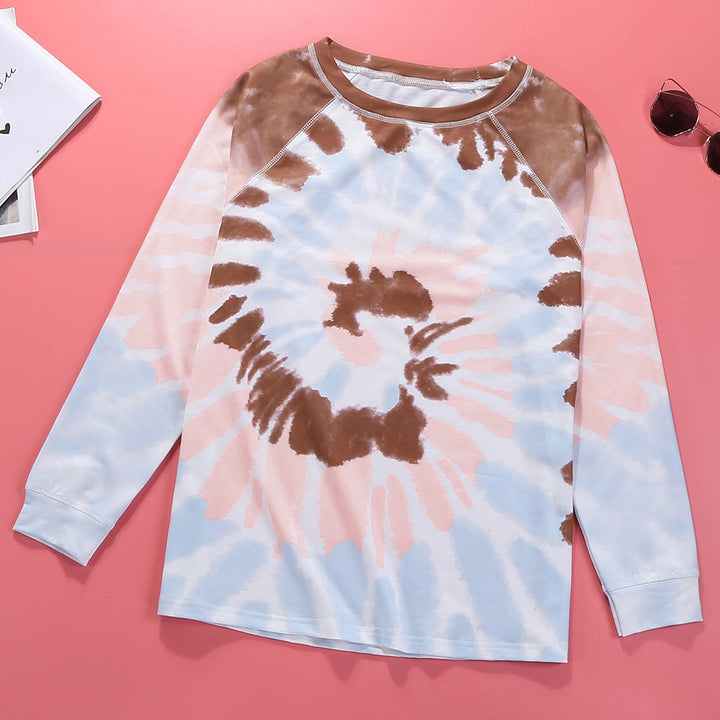 Damen Langarm-T-Shirt mit modernem Batik-Muster und lässigem Schnitt Drune