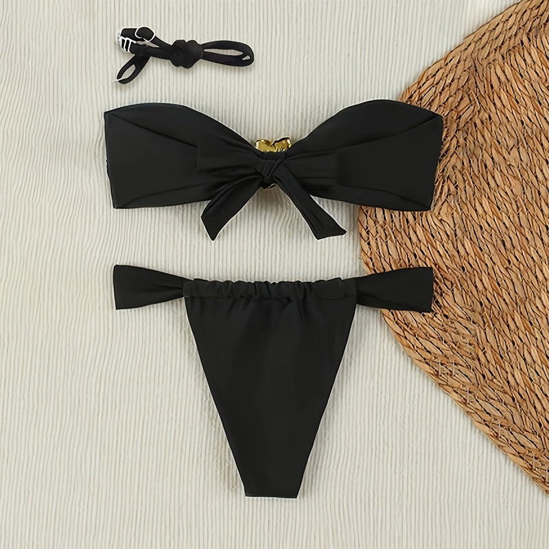 Damen Bandeau-Bikini mit glitzerndem Schmuckdetail Drune