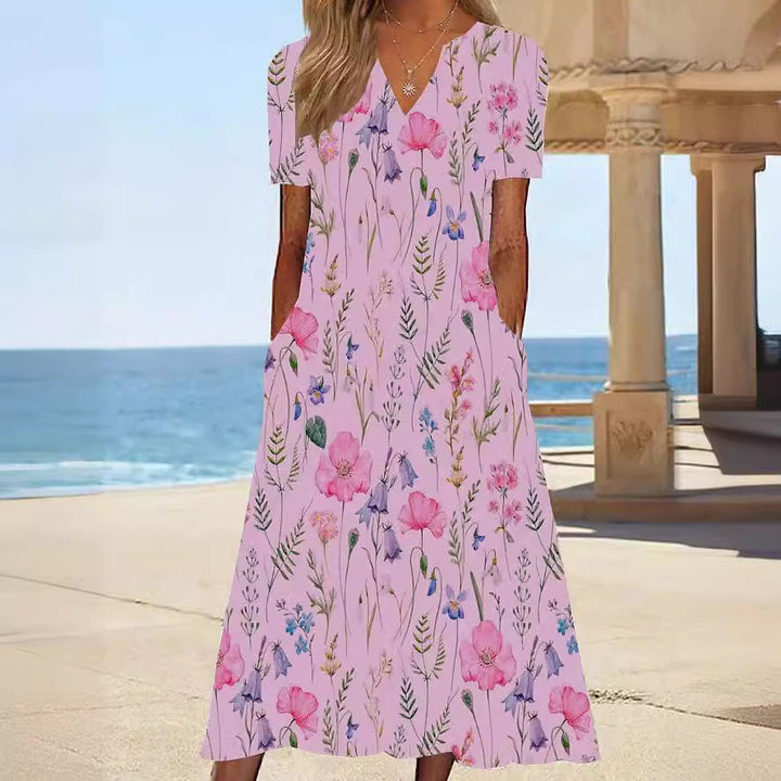 Damen Blumengemusterte Sommerkleid mit Taschen Drune