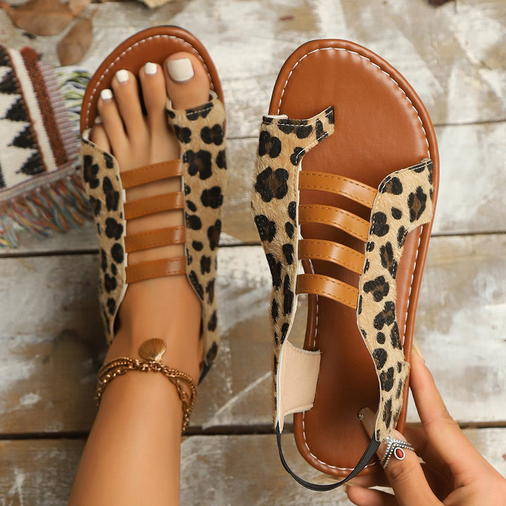 Damen Sling-Sandalen mit modischem Leopardenmuster und komfortabler Passform Drune