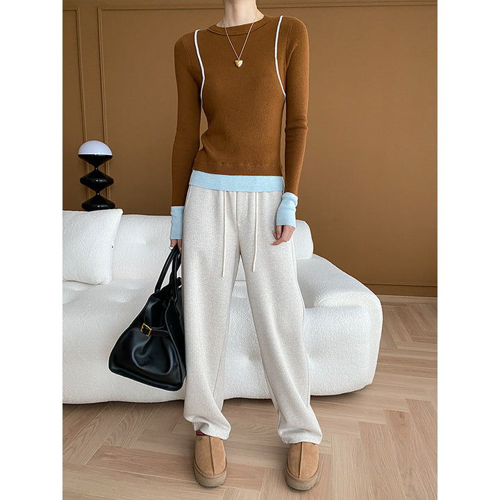 Damen Strickpullover mit modischem Design und Blickfang-Akzenten Drune