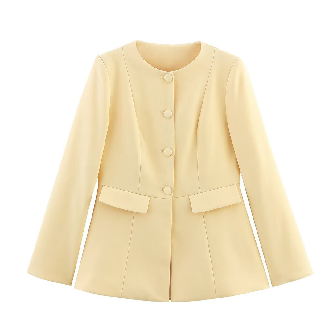 Damen elegante Blazerjacke mit dekorativen Knöpfen und Schnittführung Drune