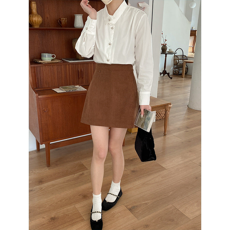 Damen Elegante Bluse mit strukturiertem Kragen und Knopfverschluss Drune