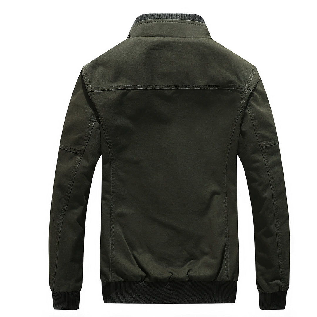 Herren Militärinspirierte Canvas Fieldjacke mit Teddyfutter und Stehkragen Drune