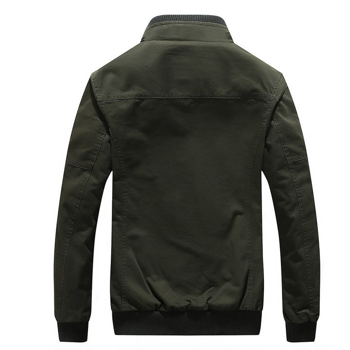Herren Militärinspirierte Canvas Fieldjacke mit Teddyfutter und Stehkragen Drune