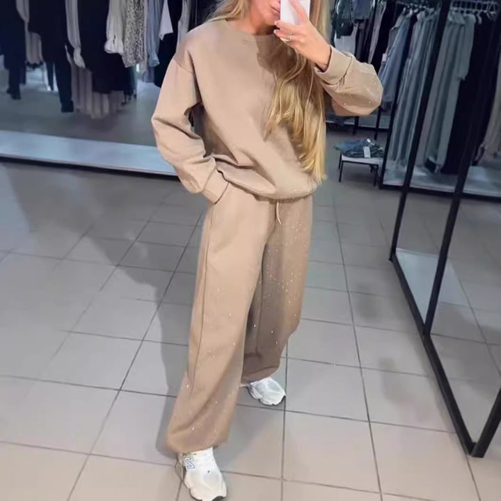 Damen Sportliches Lounge-Set mit gepunktetem Muster und elastischem Bund Drune