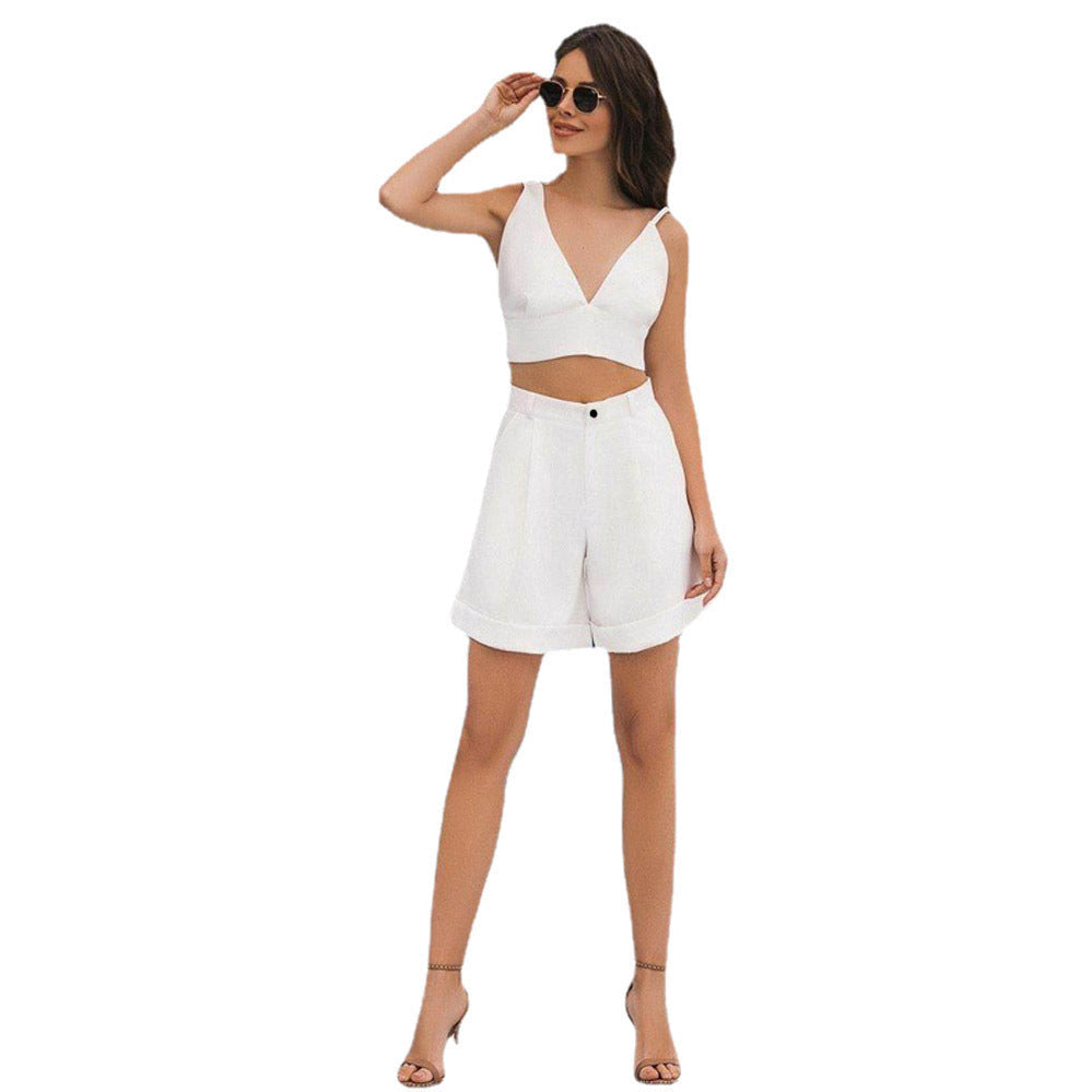 Damen Zweiteiliges Ensemble mit Crop-Top und Shorts Drune