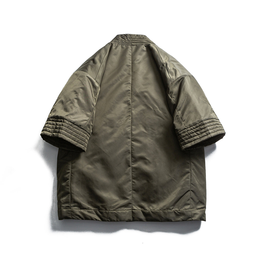 Unisex Gepolsterte Kimono-Jacke mit kurzem Ärmel und Taillengürtel Drune