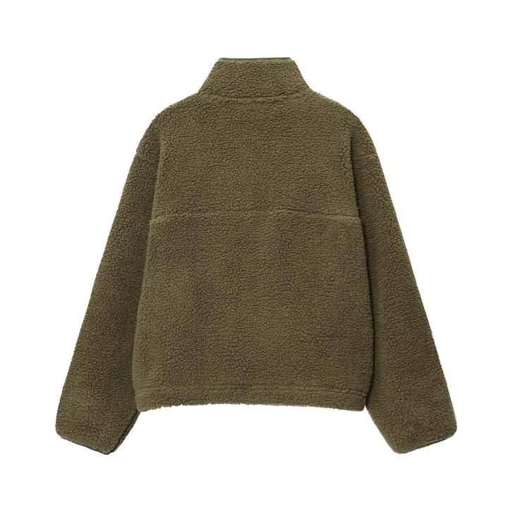 Damen nan kuscheliger Teddy-Fleece Half-Zip Pullover mit Känguru-Tasche Drune