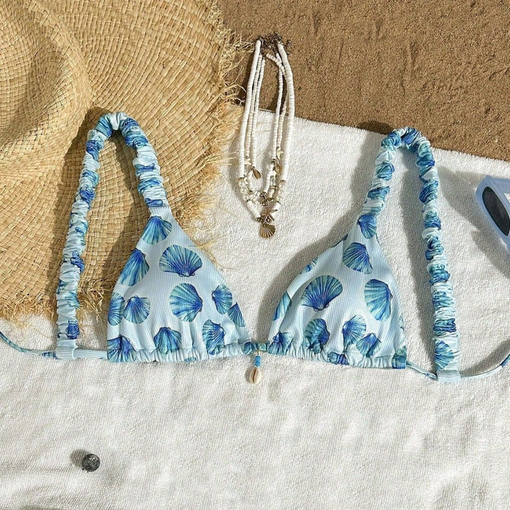 Damen Triangel-Bikini mit fröhlichem Blattmuster Drune