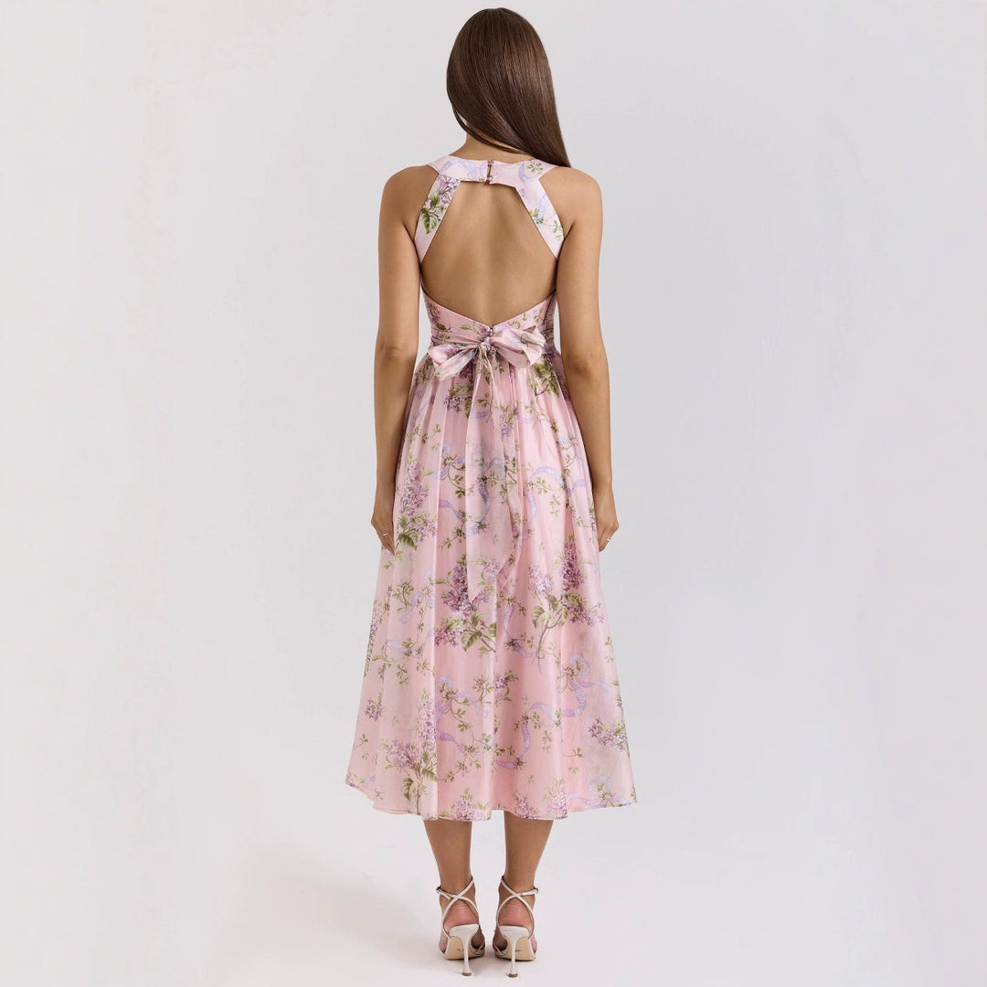 Damen Blumiges Maxikleid mit halterlosem Ausschnitt Drune