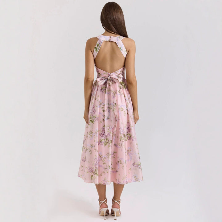 Damen Blumiges Maxikleid mit halterlosem Ausschnitt Drune