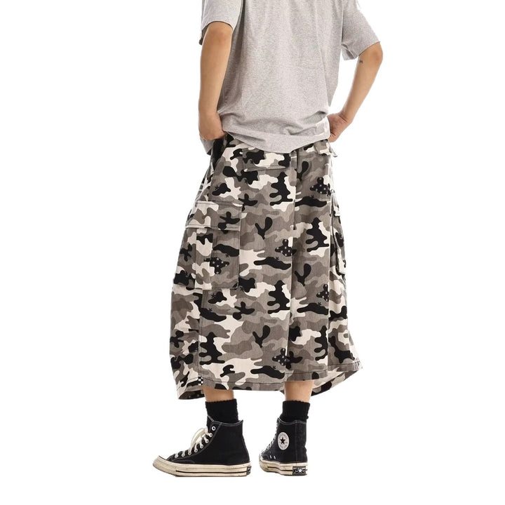 Herren Cargo-Shorts mit weitem Schnitt und Camouflage-Muster Drune