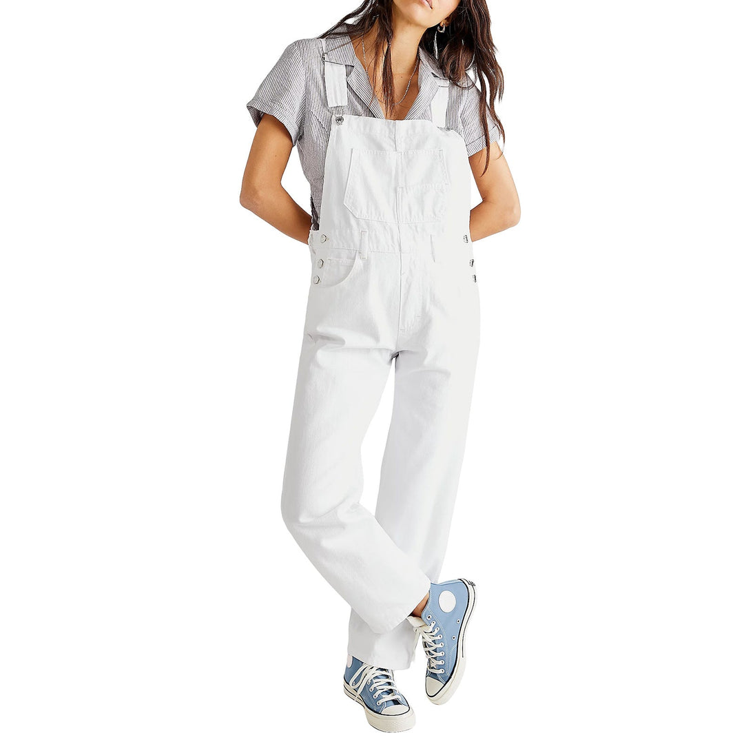 Damen lässige Denim-Latzhose mit praktischen Taschen und verstellbarem Bund Drune