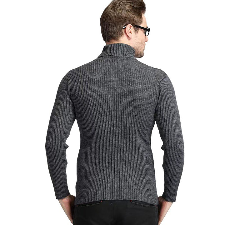 Herren nan Rippstrick Rollkragenpullover figurnaher elastischer Feinstrick Drune