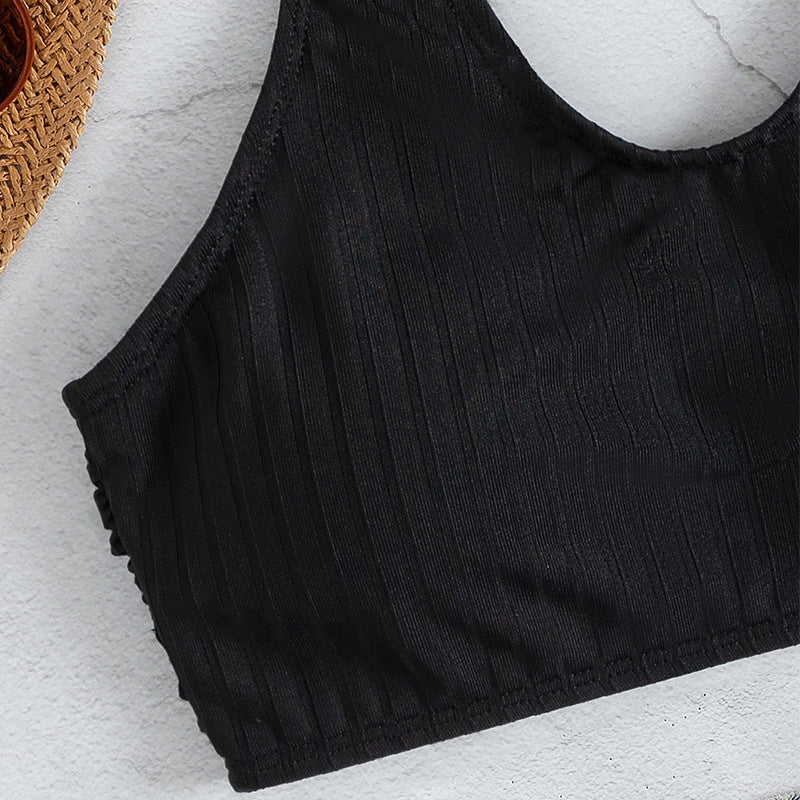 Damen Sportlicher Crop-Top mit Rippstruktur Drune