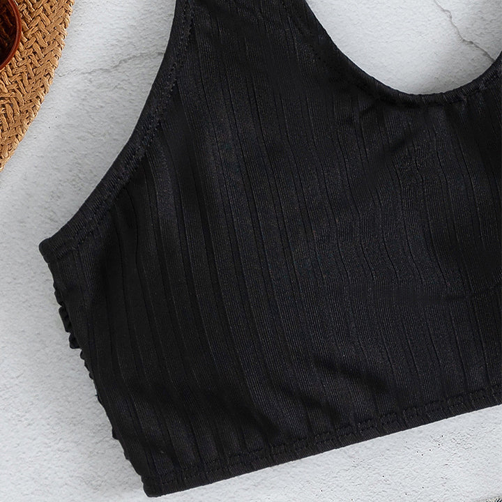 Damen Sportlicher Crop-Top mit Rippstruktur Drune