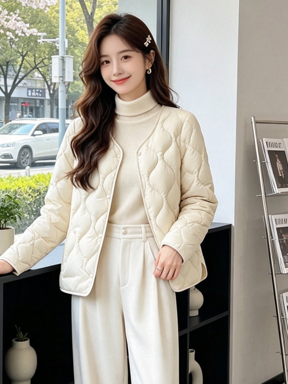 Damen Modische und kuschelige Steppjacke Drune