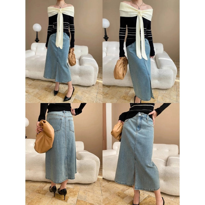 Damen elegantes Oberteil mit schickem Off-Shoulder Design und raffiniertem Bindegürtel Drune