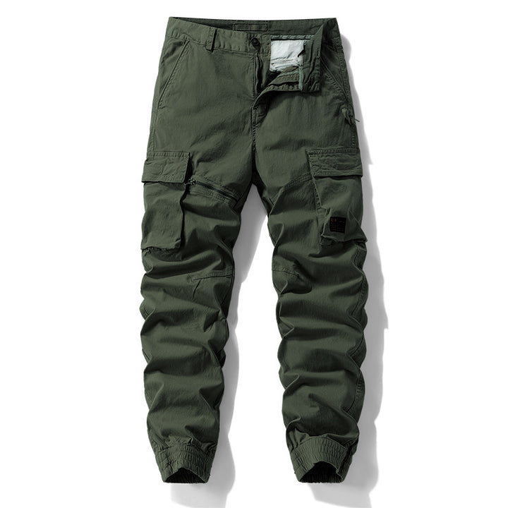 Herren Konisch geschnittene Cargo-Jogginghose mit Mehrfach‑Taschen, Reißverschluss‑Beintasche und elastischem Knöchelabschluss Drune