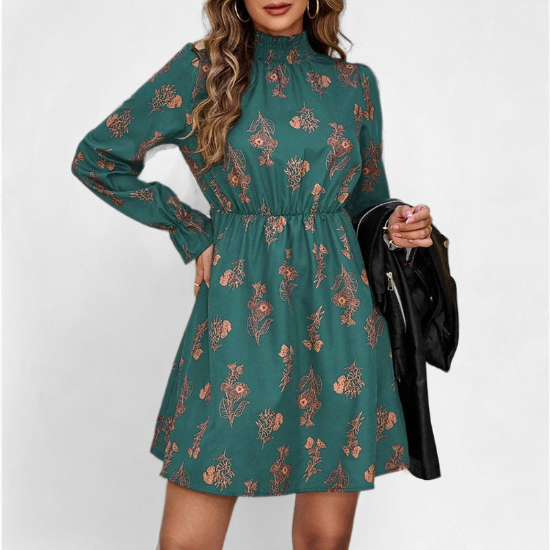 Damen Blusenkleid mit floralem Muster und Rüschen Drune