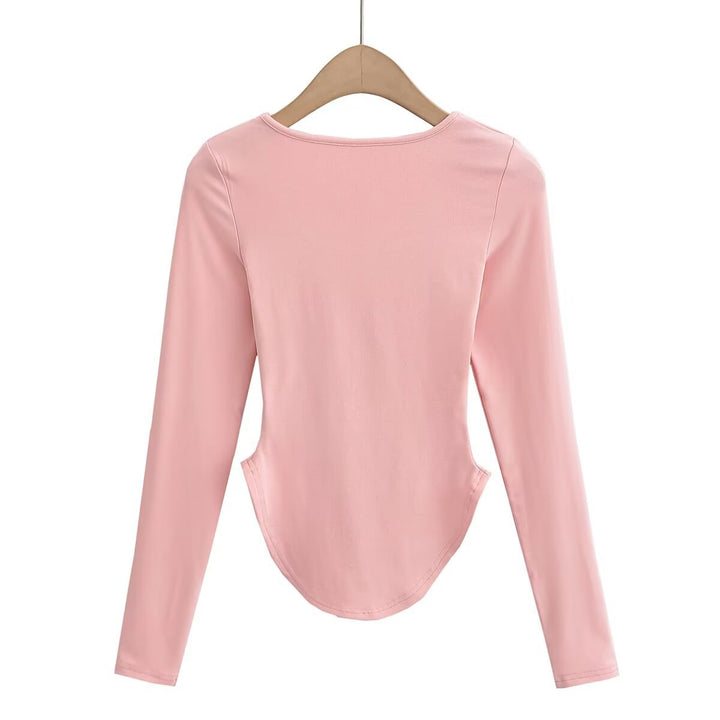 Damen Langarmshirt mit modernem Schnitt und geschwungenem Saum Drune