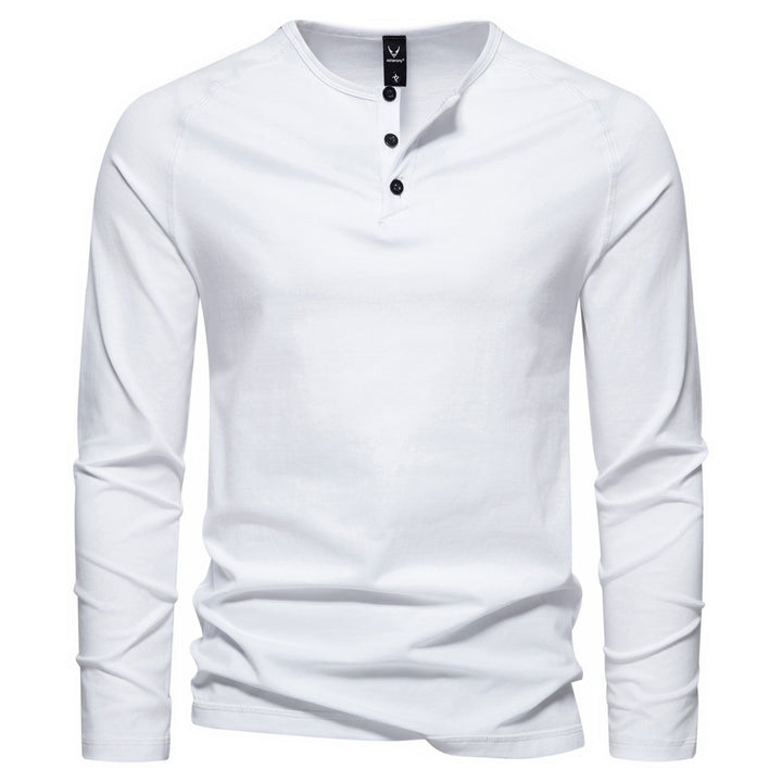 Herren Slim-Fit Baumwoll-Mix Henleyshirt mit Knopfleiste Drune
