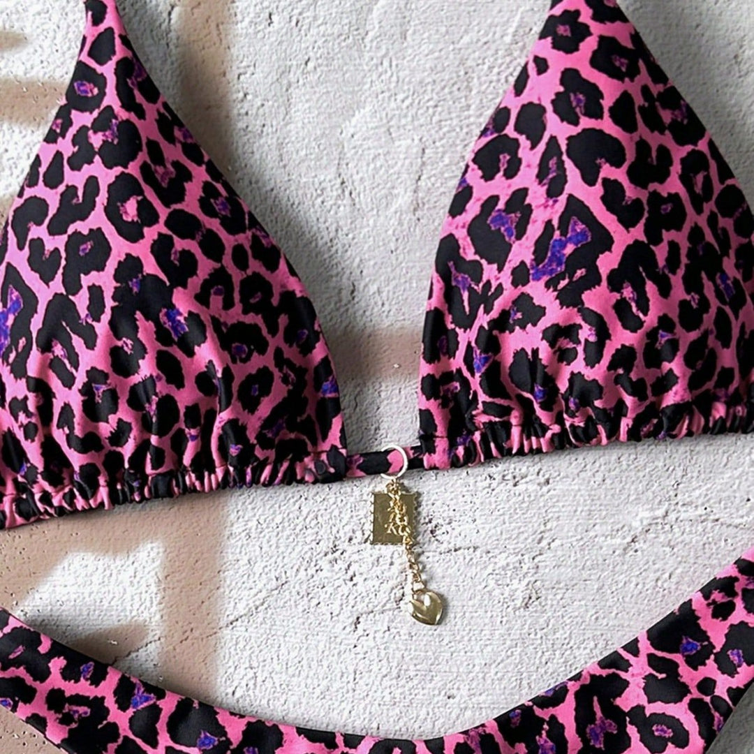 Damen Triangel-Bikini mit edlen Details und Animal-Print Drune