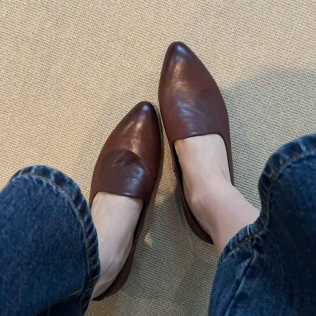 Damen elegante Slippers mit spitz zulaufendem Design und bequemem Fußbett Drune