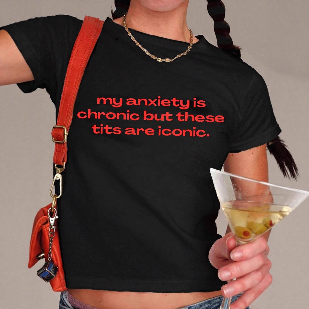 Damen Crop-T-Shirt mit inspirierendem Schriftzug und figurbetontem Schnitt Drune