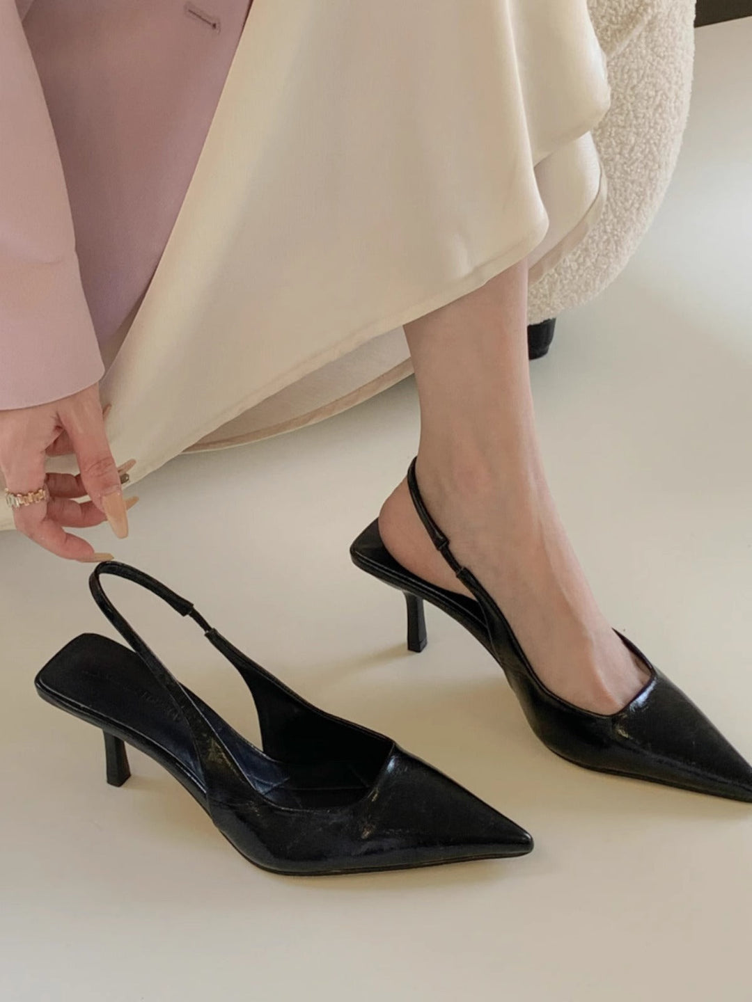 Damen elegante Slingback Pumps mit spitzem Design Drune