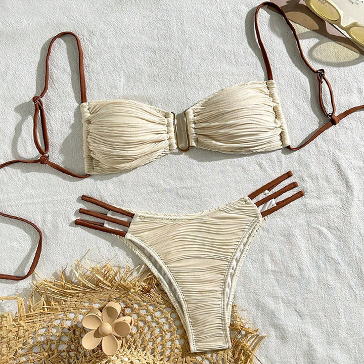 Damen Bandeau-Bikini mit raffiniertem Rüschendesign Drune