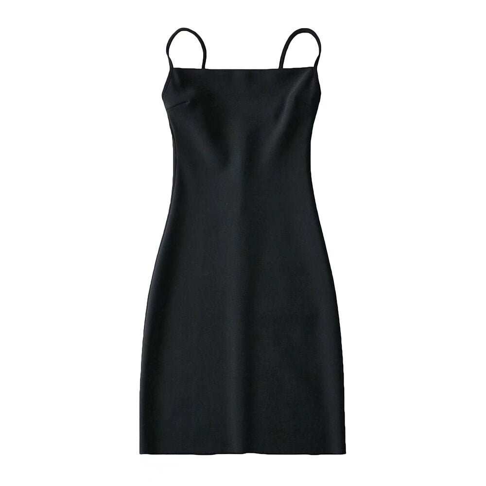 Damen elegantes Spaghettiträger-Kleid Drune