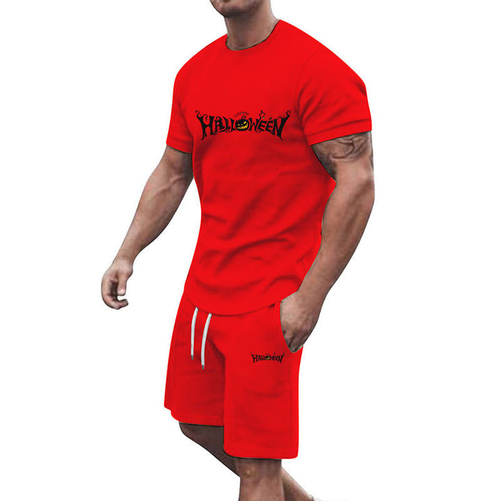 Herren lässiges Halloween-Set mit T-Shirt und Shorts Drune