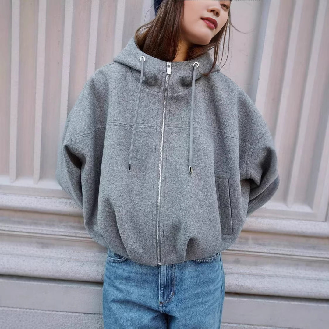 Damen Lässige Baumwolljacke mit Kapuze