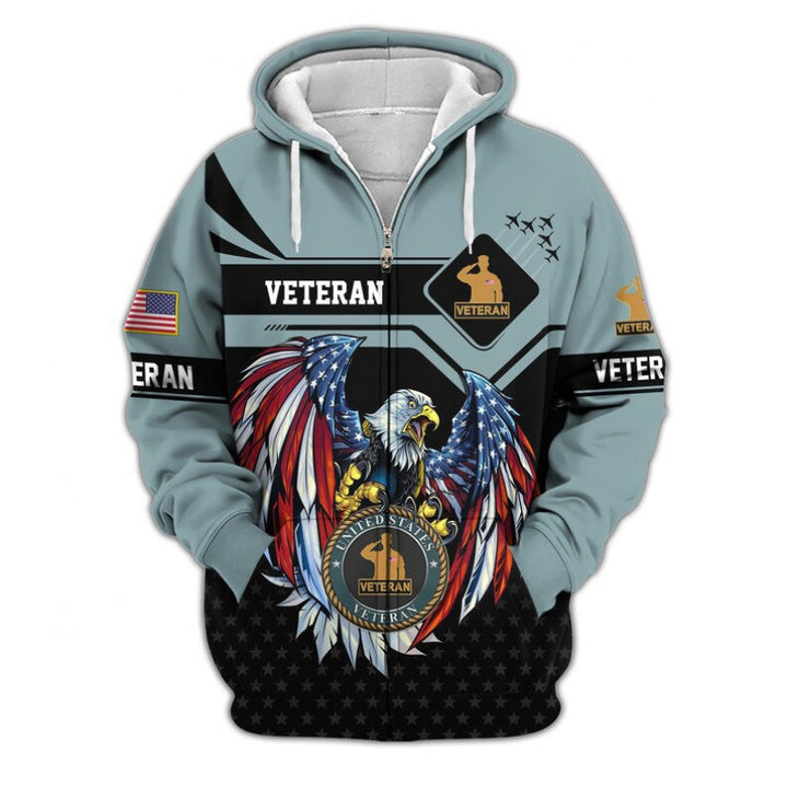 Herren Kapuzensweater mit amerikanischem Veteranenmotiv Drune