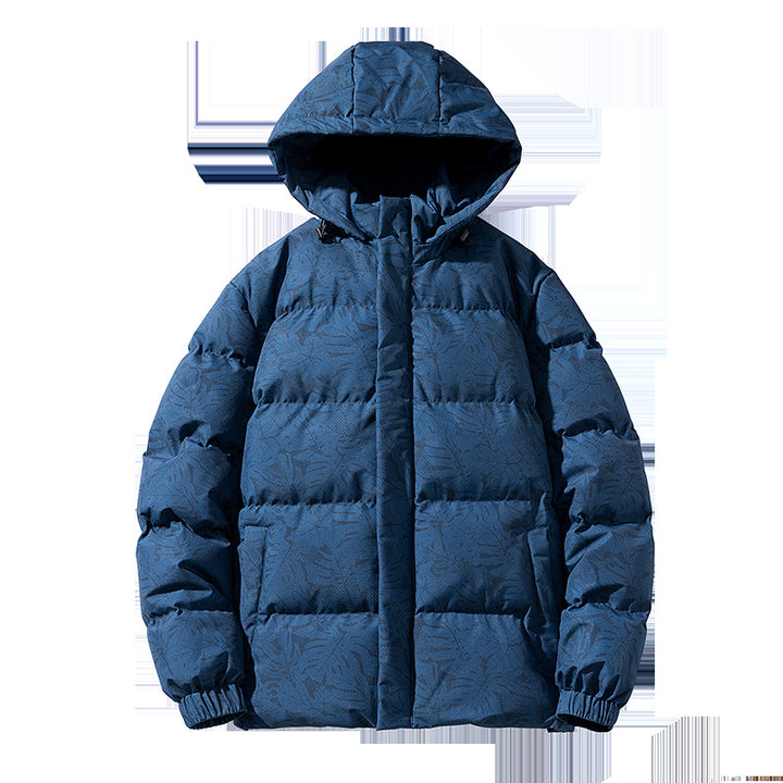 Herren gesteppte Daunenoptik-Kapuzenjacke mit botanischem Allover-Print, windabweisender Außenhülle und thermischer Synthetikfüllung Drune