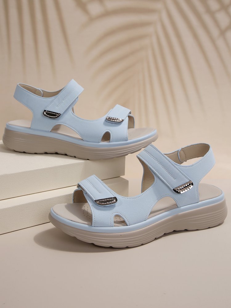 Damen Bequeme Sandalen mit verstellbaren Klettverschlüssen und anatomischem Fußbett Drune